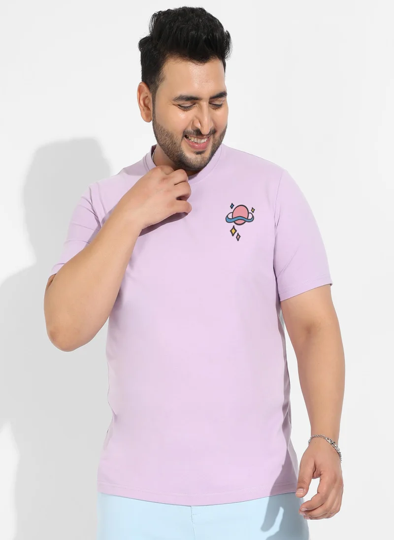 Instafab Plus Men's Lilac Basic Regular Fit T-Shirt