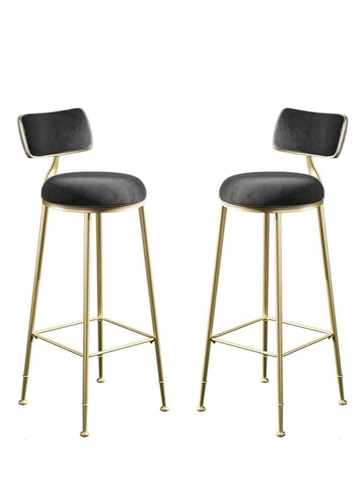 Generic 2PCS Bar Stool Bar Chair High Stool Casual Counter Stools Bar Chairs Modern Dining Chair with Back and Footrest for Home Restaurant and Pub(Black)  - Image 1