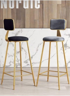 Generic 2PCS Bar Stool Bar Chair High Stool Casual Counter Stools Bar Chairs Modern Dining Chair with Back and Footrest for Home Restaurant and Pub(Black)  - Image 3