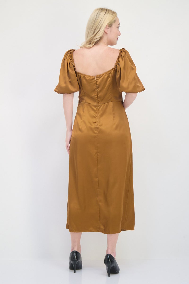 Missguided Women Solid Midi Dress, Rust - Image 4