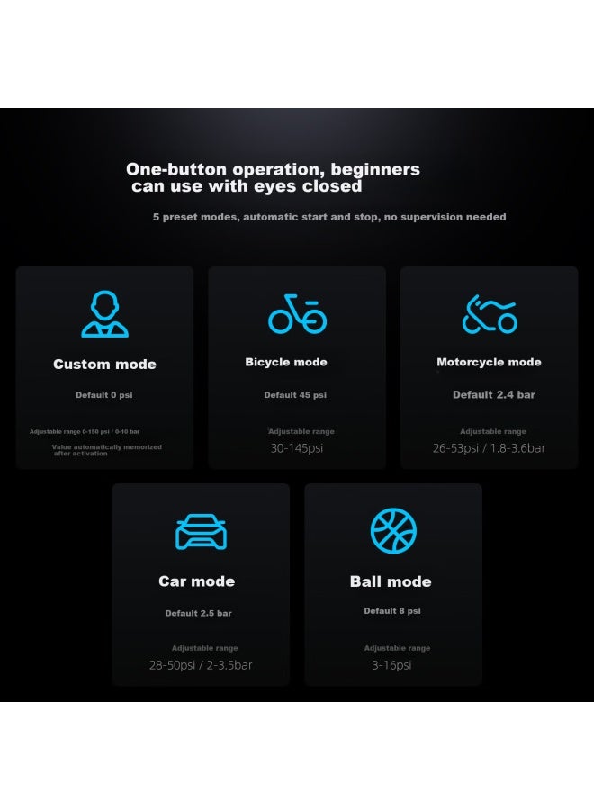 Fanttik X9 Apex Lithium Battery Inflator Wireless Car Electric Smart Outdoor Pre-set Tire Pressure Night Light - Image 4
