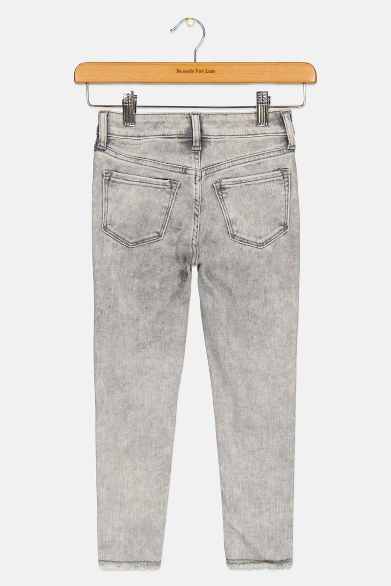GAP Kids Girl High Rise Washed Denim Jeans, Grey  - Image 2