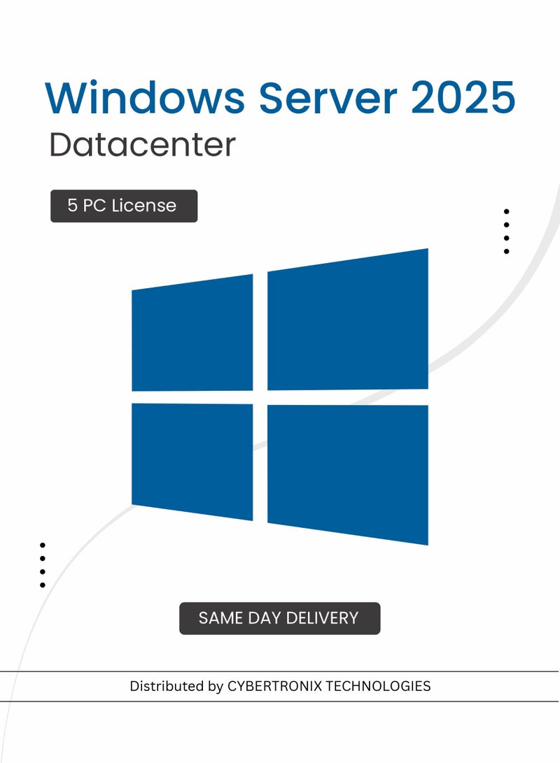 Windows Microsoft Windows Server 2025 Datacenter | 5 PC License | Digital License | SAME DAY DELIVERY