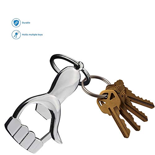 Stealodeal New Multifunctional Metal Key Chain Thumbs Up Hand Bottle Opener Key Ring Silver - Image 2