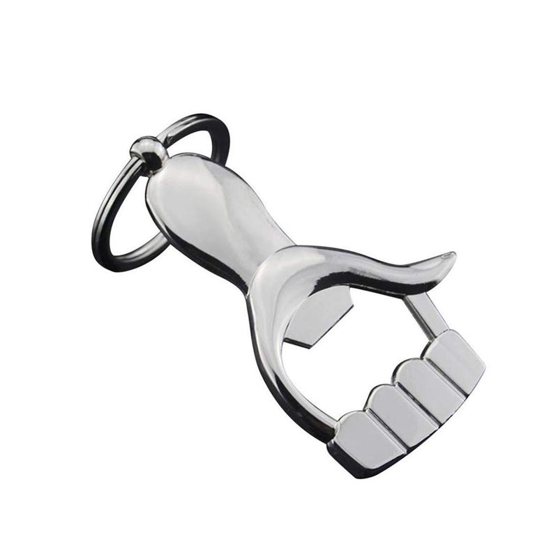 Stealodeal New Multifunctional Metal Key Chain Thumbs Up Hand Bottle Opener Key Ring Silver - Image 1