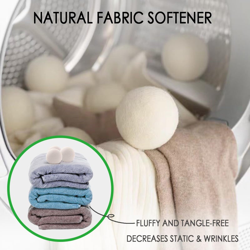 Wool Dryer Balls, 6 Pcs XL Dryer Lint Balls, Reusable Premium Natural Fabric Softener, Efficiently Add Essential Oils Instead of Dryer Sheets, Laundry Room Organization Essentials - Image 3