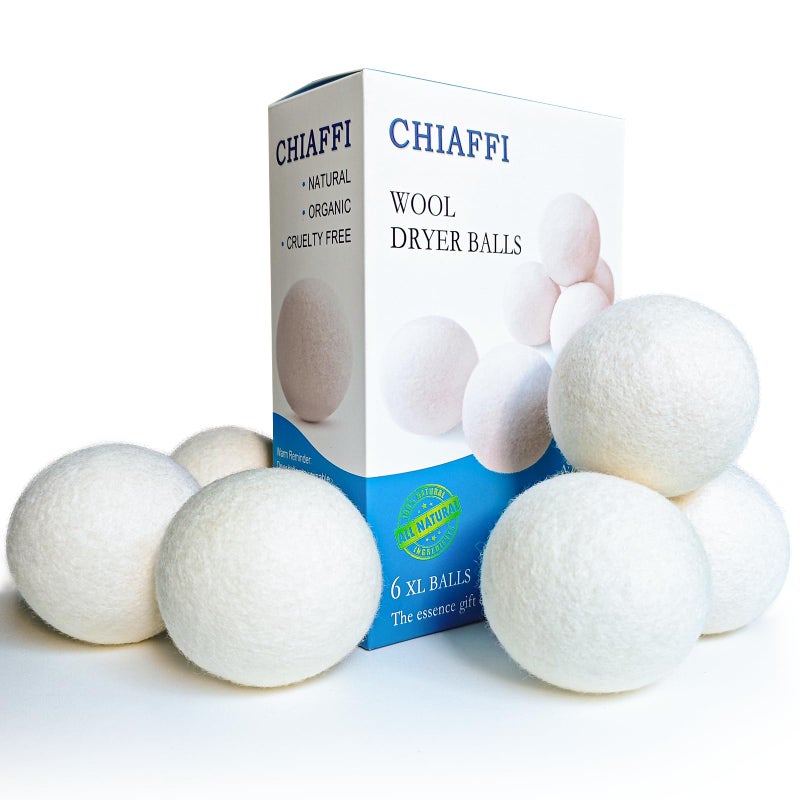 Wool Dryer Balls, 6 Pcs XL Dryer Lint Balls, Reusable Premium Natural Fabric Softener, Efficiently Add Essential Oils Instead of Dryer Sheets, Laundry Room Organization Essentials - Image 1