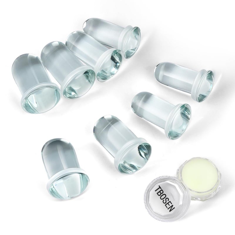 TBOSEN 14 PCS/8 PCS Precise Dimensions Glass Set O-Ring Ear Plugs Aftercare Balm Wax Tunnels Gauges Stretcher Piercings Kit - Image 1