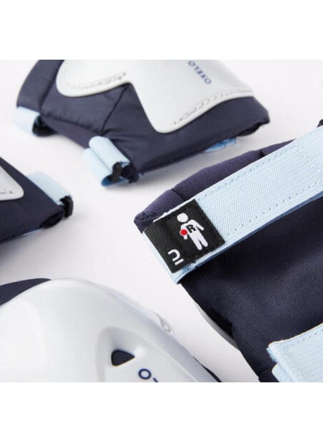 OXELO Kids' 2 x 3-Piece Inline Skating Scooter Skateboard Protective Gear Play - Blue  - Image 2