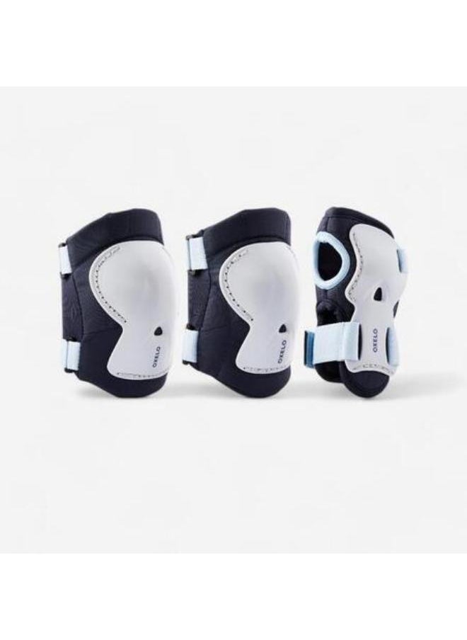 OXELO Kids' 2 x 3-Piece Inline Skating Scooter Skateboard Protective Gear Play - Blue  - Image 1