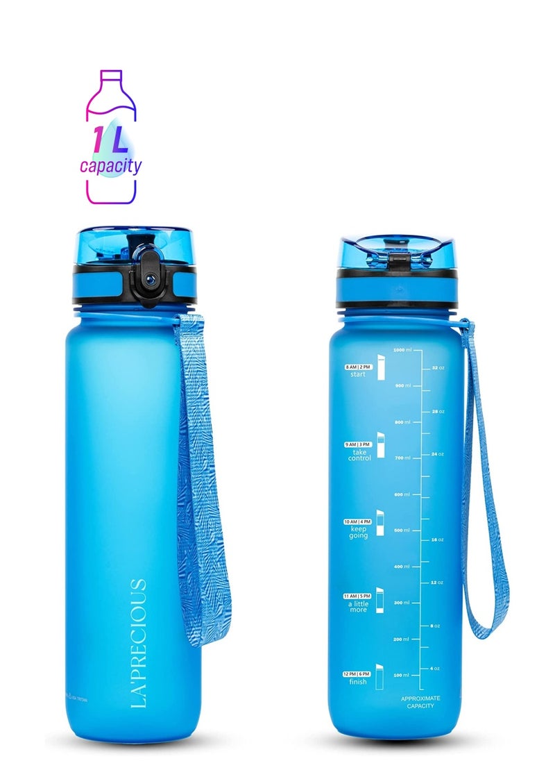LA' PRECIOUS 1000ml Water Bottle For Adults And Kids USA Tritan Material Non-Toxic BPA Free - Fast Flow Flip Top Leak Proof Lid and One Click Open  - Image 1