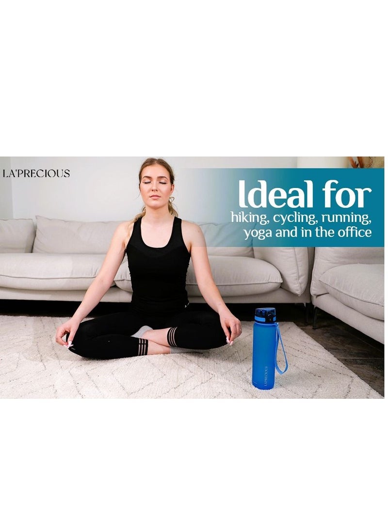 LA' PRECIOUS 1000ml Water Bottle For Adults And Kids USA Tritan Material Non-Toxic BPA Free - Fast Flow Flip Top Leak Proof Lid and One Click Open  - Image 2