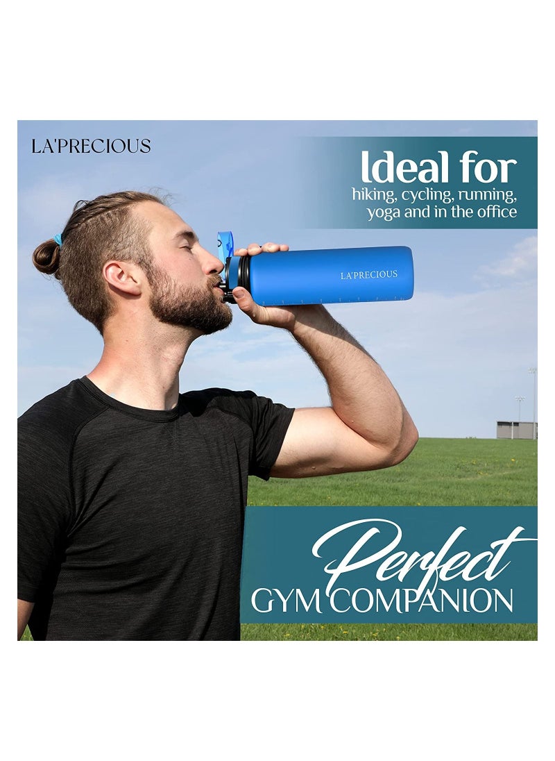 LA' PRECIOUS 1000ml Water Bottle For Adults And Kids USA Tritan Material Non-Toxic BPA Free - Fast Flow Flip Top Leak Proof Lid and One Click Open  - Image 3