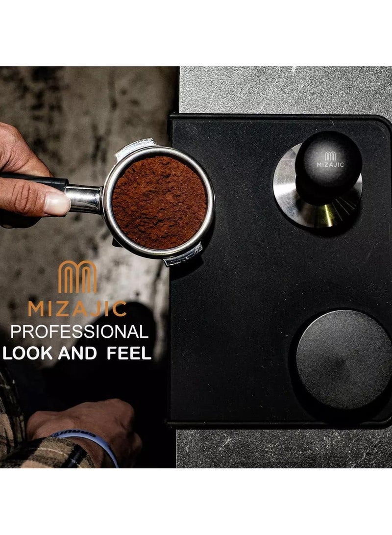 MIZAJIC 51mm Coffee Tamper Distributor Stainless Steel Powder Leveler with 3 Angled Slopes Base and Anti-Slip Adjustable Handle fit to 51mm Portafilters  - Image 3