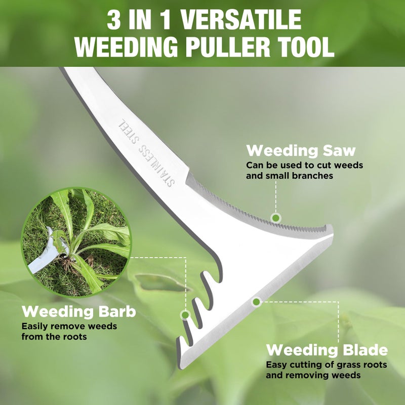 WORKPRO Crack Weeder, 12.5" Stainless Steel Crevice Weeding Tool with Soft Handle, L-Shaped Side-Walk Weed Removal Scraper, for Garden Lawn Yard Patio Terrace Paving Garden Hand Tool - Image 2