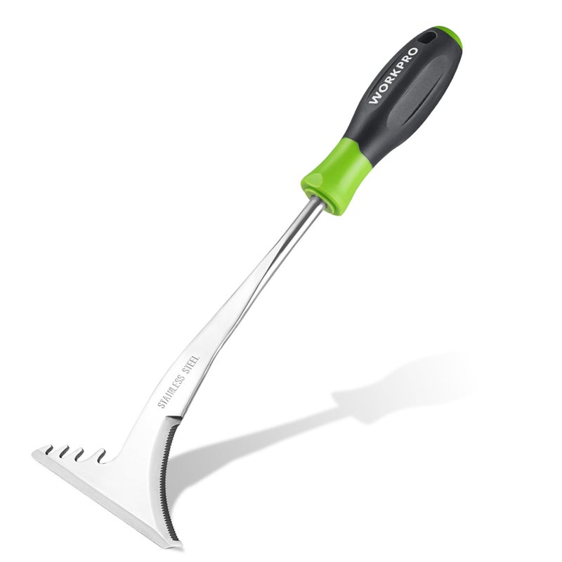 WORKPRO Crack Weeder, 12.5" Stainless Steel Crevice Weeding Tool with Soft Handle, L-Shaped Side-Walk Weed Removal Scraper, for Garden Lawn Yard Patio Terrace Paving Garden Hand Tool - Image 1