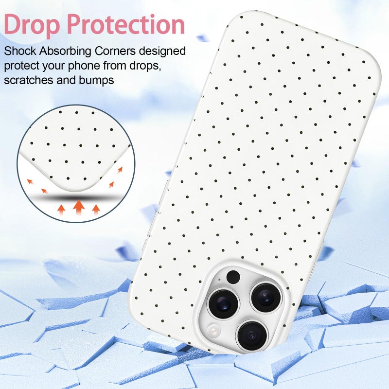 Hython for iPhone 14 Pro Max Case Cute Polka Dot Aesthetic Design Simple Cover 6.7", Thin Slim Anti-Scratch Soft TPU Bumper Shockproof Rubber Protective Phone Cases for Women Girls Girly Boys, White - Image 4
