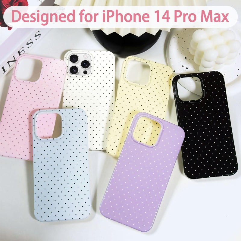 Hython for iPhone 14 Pro Max Case Cute Polka Dot Aesthetic Design Simple Cover 6.7", Thin Slim Anti-Scratch Soft TPU Bumper Shockproof Rubber Protective Phone Cases for Women Girls Girly Boys, White - Image 5