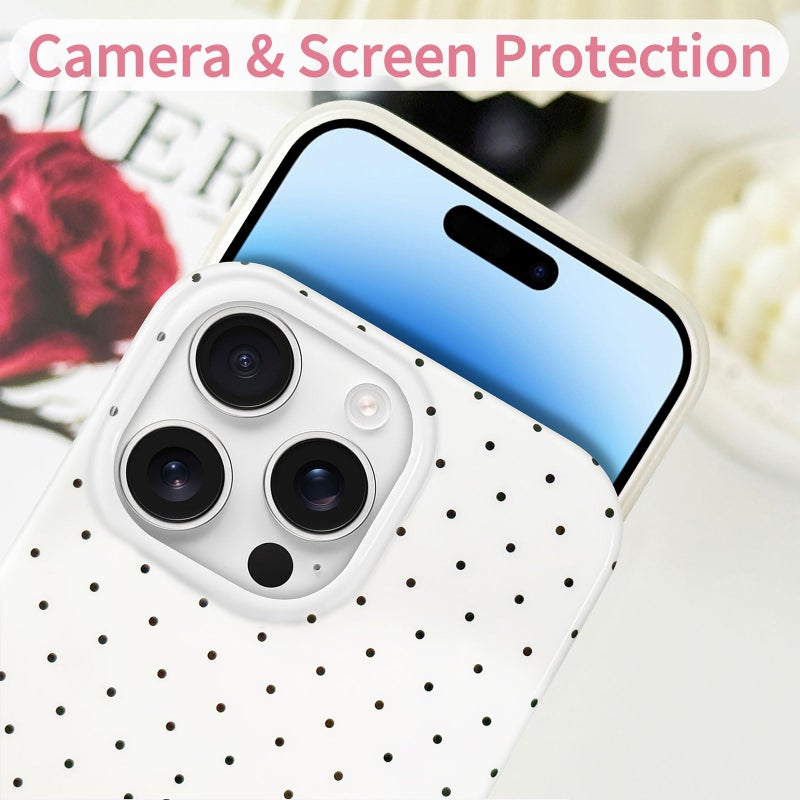Hython for iPhone 14 Pro Max Case Cute Polka Dot Aesthetic Design Simple Cover 6.7", Thin Slim Anti-Scratch Soft TPU Bumper Shockproof Rubber Protective Phone Cases for Women Girls Girly Boys, White - Image 3
