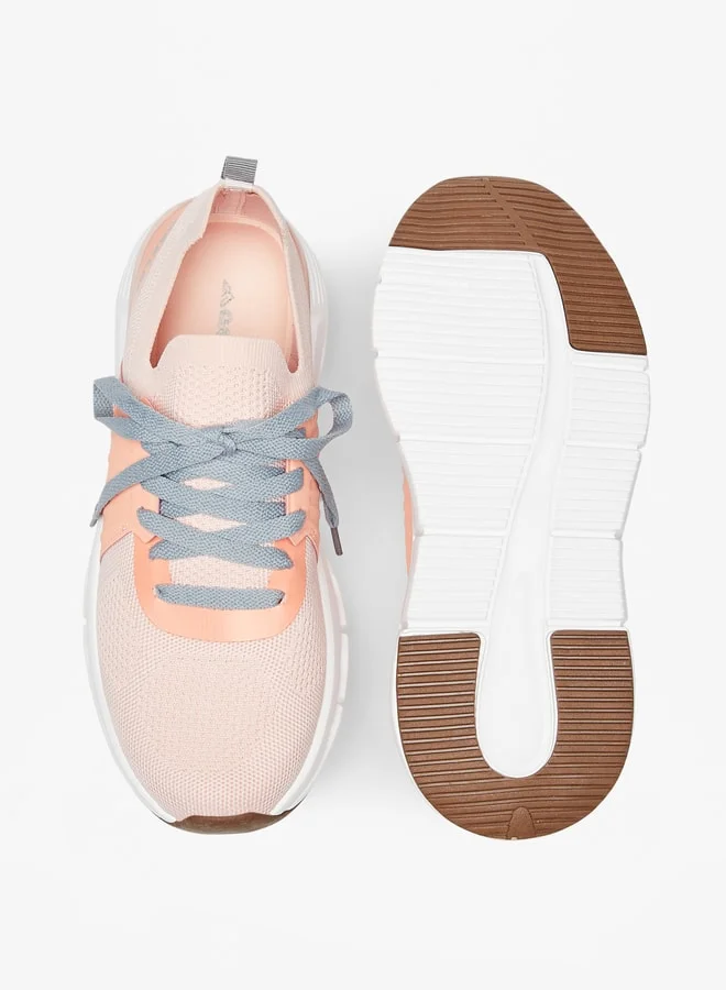شو اكسبرس Textured Sports Shoes with Lace-Up Closure