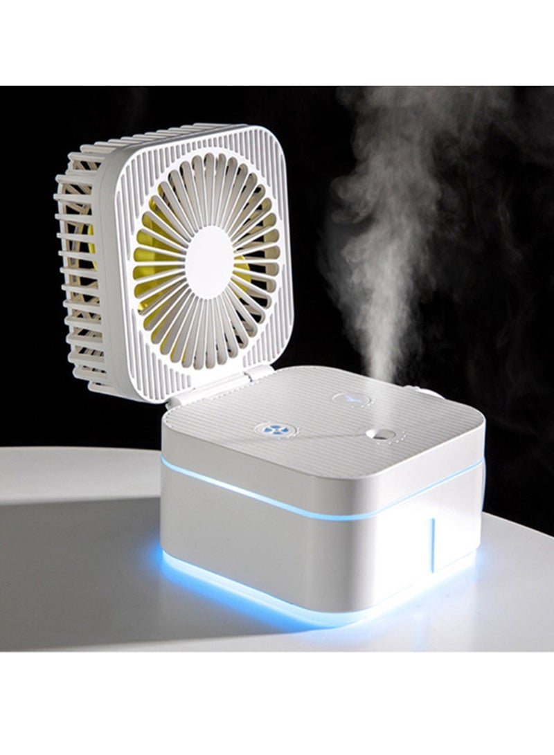 إيهوم مروحة ترطيب رذاذ USB صغيرة 2-في-1 غرفة نوم مروحة تجديد المياه الضوئية الملونة مروحة رذاذ المكعب السحري الصمت - Image 3