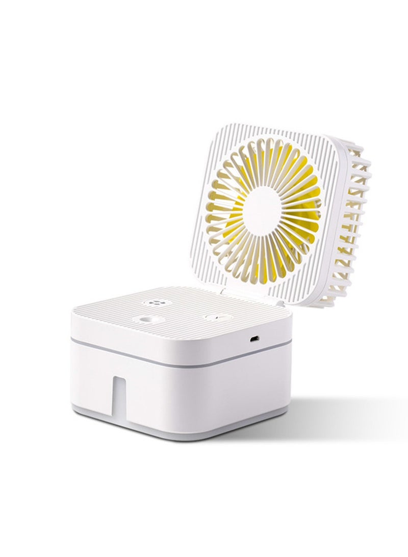 إيهوم مروحة ترطيب رذاذ USB صغيرة 2-في-1 غرفة نوم مروحة تجديد المياه الضوئية الملونة مروحة رذاذ المكعب السحري الصمت - Image 1