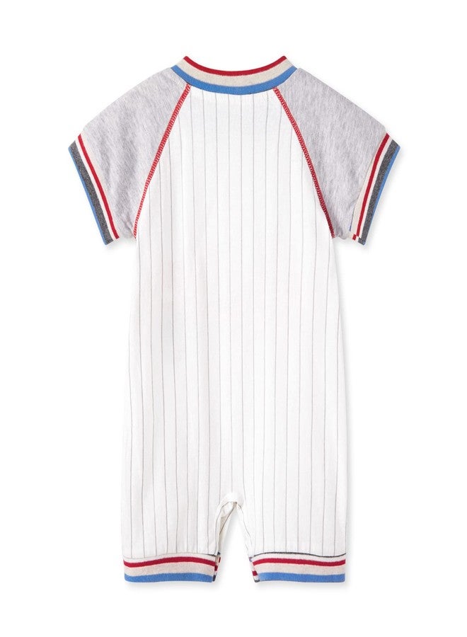 pureborn Baby Boy Baseball Romper Short Sleeve Jumpsuit Cotton Shortall Summer One-Piece Outfit for Infant Boys 3-6 Months All Star - Image 5