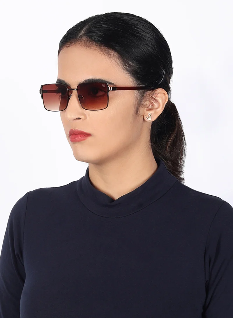 UV- Protected  Brown Rectangle Sunglasses