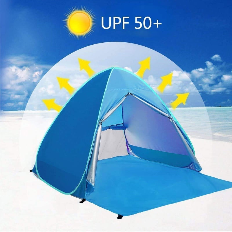 SUMELAY Pop Up Beach Tent Shade Sun Shelter UPF 50+ Canopy Cabana 2-3 Person for Adults Baby Kids Outdoor Activities Camping Fishing Hiking Picnic Touring (Blue) - Image 2