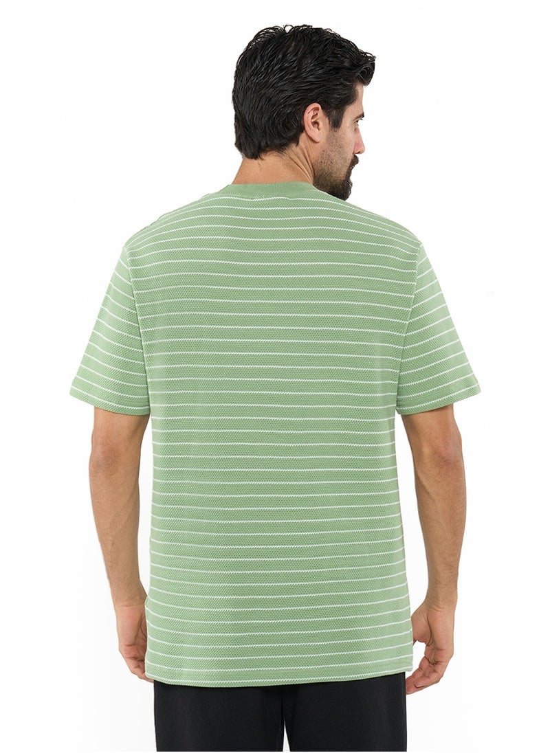 NAUTICA - Striped Regular Fit Premium Cotton Crew Neck T-shirt - Image 1