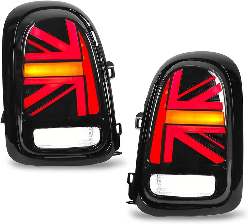 klarako LED Rear Light Set Rear Brake Light Waterproof IP67 Multifunctional Union Jack Shockproof Design for Countryman F60 2017-2022 (Black Red) - Image 1