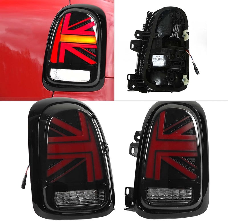 klarako LED Rear Light Set Rear Brake Light Waterproof IP67 Multifunctional Union Jack Shockproof Design for Countryman F60 2017-2022 (Black Red) - Image 2