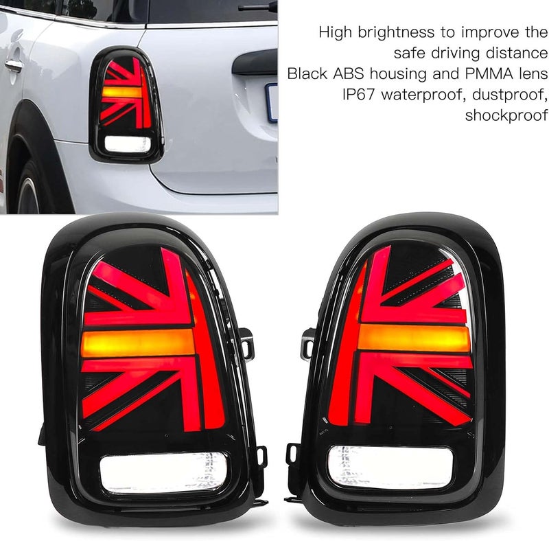 klarako LED Rear Light Set Rear Brake Light Waterproof IP67 Multifunctional Union Jack Shockproof Design for Countryman F60 2017-2022 (Black Red) - Image 3