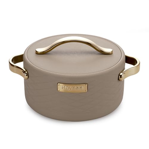 Nayasa Tyson Insulated Inner Steel Casserole Twin Set | 1500 ML | BPA Free | Food Grade |Use for Keeping Roti | Serving Dal, Chawal, Gravy | Hot Pot for Kitchen | Chapati Box | Light Brown - Image 1