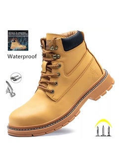 Verci Men's Trendy High Top Classic Steel Toe Boots, Comfy Non Slip Lace Up Durable Work Shoes For Men's Outdoor Activities (42 EUR)  - Image 1