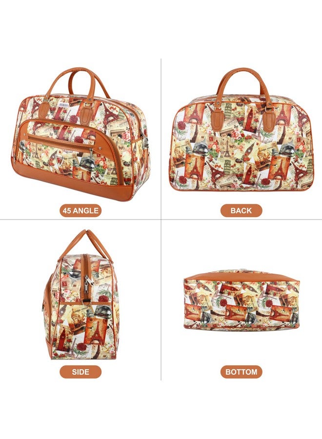 Ayaha Polyurethane Printed Duffel Bag for Men and Women - Large Weekender Travel Bag, Stylish Hand Luggage, 29 Litres, 54.5x21.5x24.5cm, Tan - Image 2