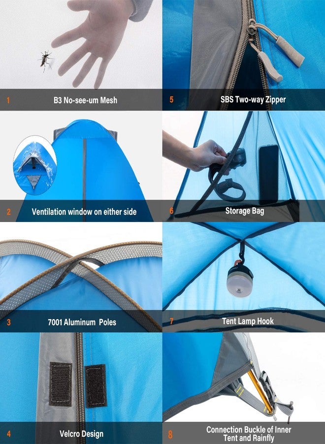 BISINNA 2/4 Person Camping Tent Lightweight Backpacking Tent Waterproof Windproof Two Doors Easy Setup Double Layer Outdoor Tents for Family Camping Hunting Hiking Mountaineering Travel - Image 5