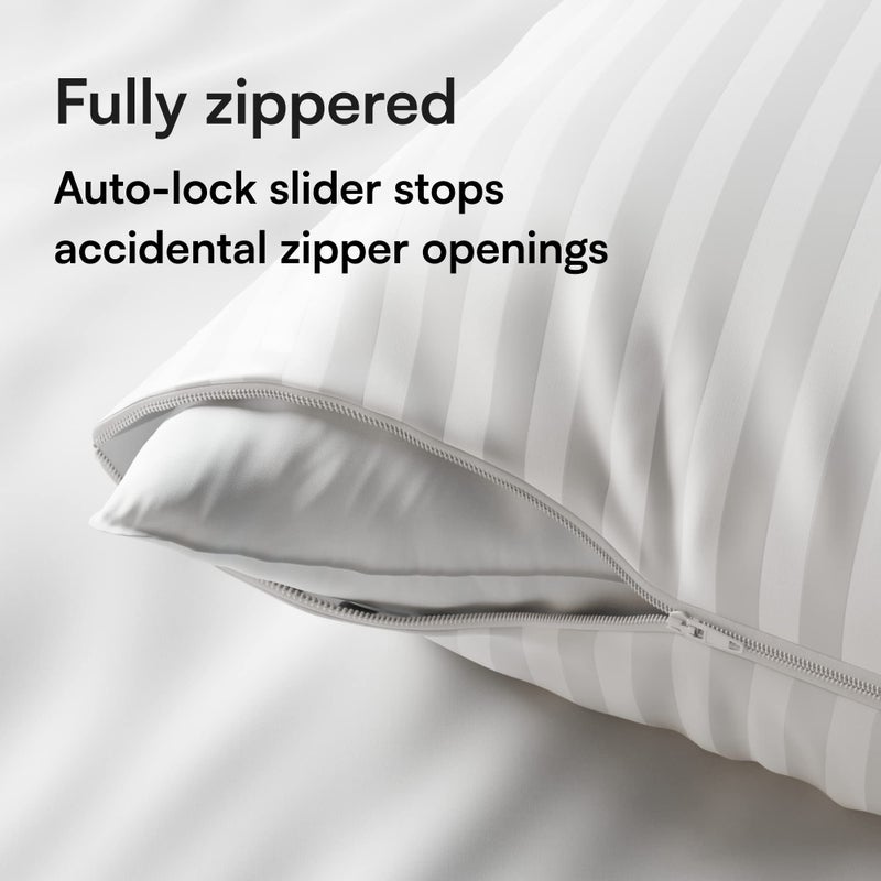 Niagara Sleep Soluti Niagara Sleep Solution 100% Cotton Anti Allergy 4 Pack Pillow Protectors Standard 20x26 Inches 3-4 Micron Pore Size Feather Proof Premium Tight Weave Cases Covers Zippered Breathable Non Noisy  - Image 5