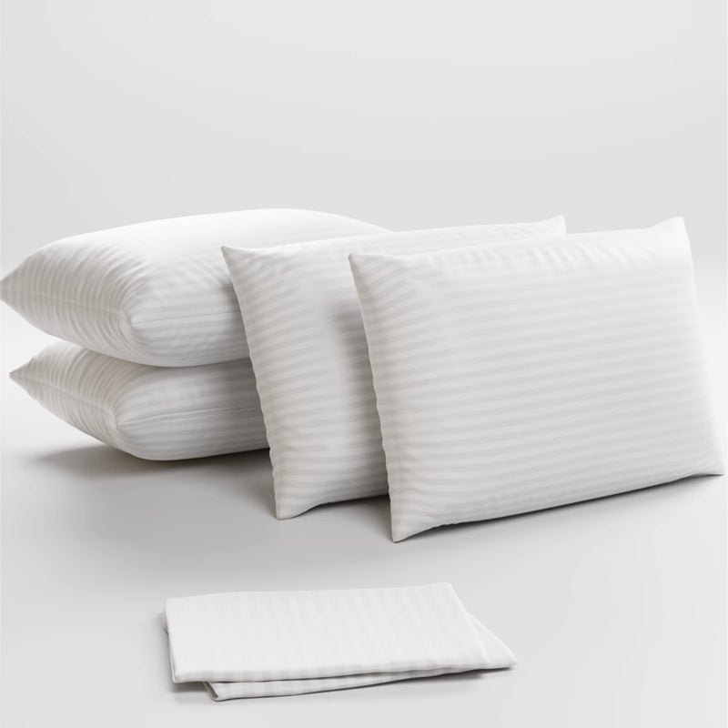Niagara Sleep Soluti Niagara Sleep Solution 100% Cotton Anti Allergy 4 Pack Pillow Protectors Standard 20x26 Inches 3-4 Micron Pore Size Feather Proof Premium Tight Weave Cases Covers Zippered Breathable Non Noisy  - Image 2