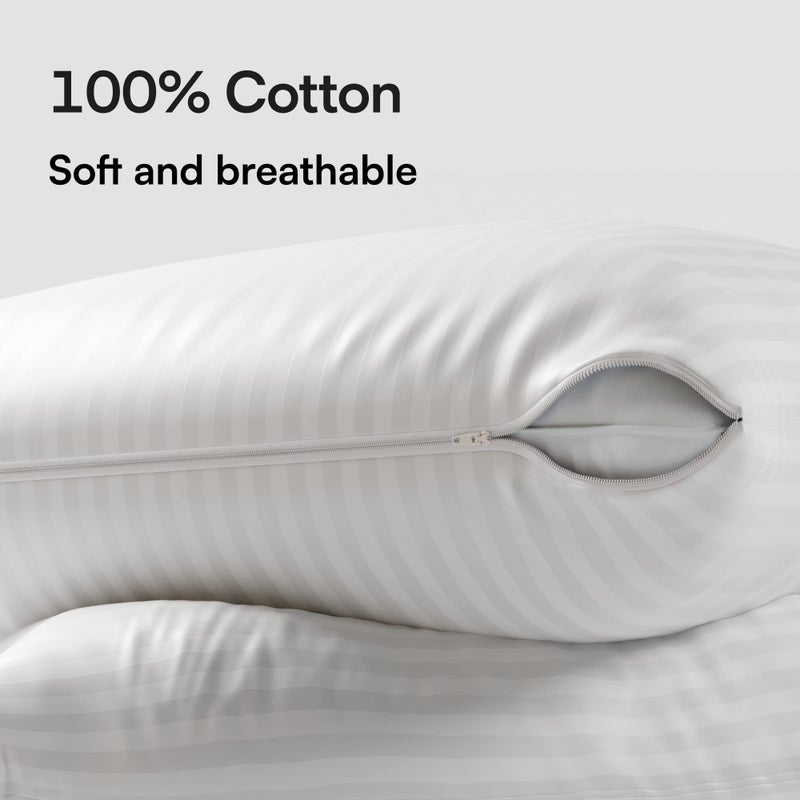 Niagara Sleep Soluti Niagara Sleep Solution 100% Cotton Anti Allergy 4 Pack Pillow Protectors Standard 20x26 Inches 3-4 Micron Pore Size Feather Proof Premium Tight Weave Cases Covers Zippered Breathable Non Noisy  - Image 4