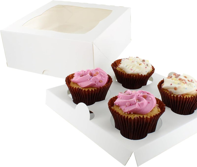 Culpitt 4 Hole Cupcake Box, 5 Pack, White Cupcake Boxes For Carrying And Displaying Tasty Muffins, Fairy Cakes, And Treats - Image 3