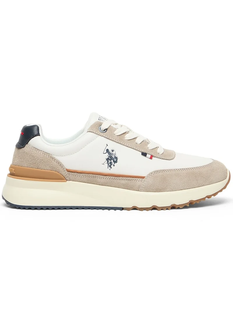 U.S. Polo Assn. Men's Low-Top Sneakers in White with Suede Accents – Stylish and Comfortable Footwear for Everyday Wear