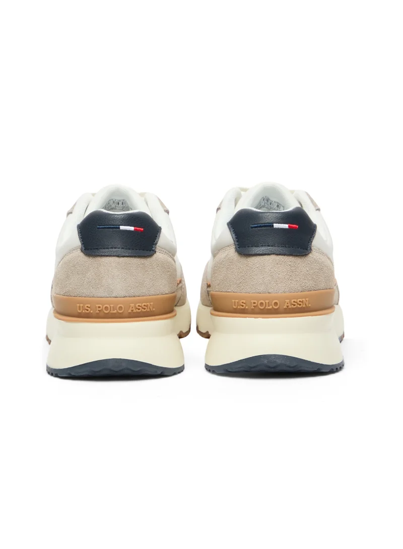 يو اس بولو اسن Men's Low-Top Sneakers in White with Suede Accents – Stylish and Comfortable Footwear for Everyday Wear