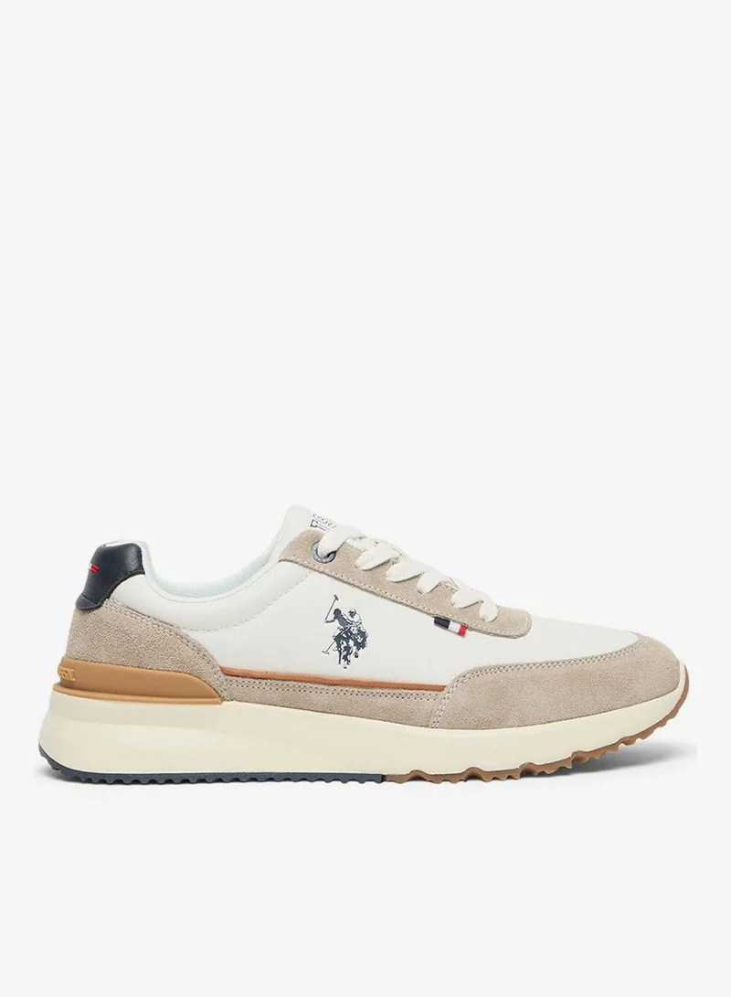يو اس بولو اسن Men's Low-Top Sneakers in White with Suede Accents Shoes - Stylish and Comfortable Footwear for Everyday Wear