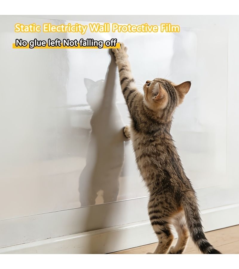 Transparent Electrostatic Wall Protective Film 17 72x78 74 Inch Splash Proof Pet Hair Scratches - Image 2