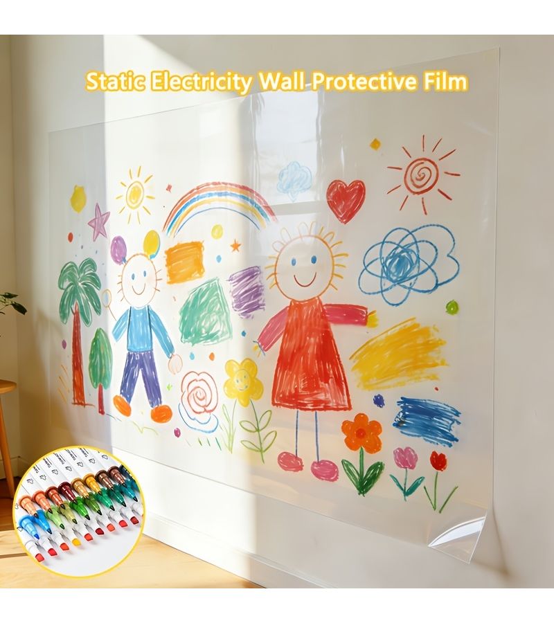 Transparent Electrostatic Wall Protective Film 17 72x78 74 Inch Splash Proof Pet Hair Scratches - Image 1
