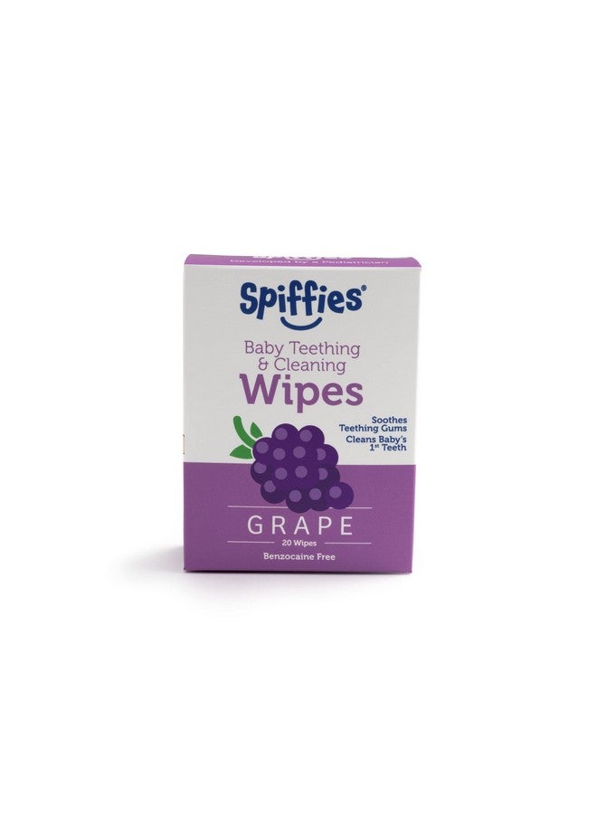 Spiffies مناديل العناية بالفم للأطفال - مناديل لثة وأسنان لتخفيف التسنين وتنظيف أسنان الرضع والأطفال الصغار - مناديل أسنان للأطفال مع زايليتول للأعمار من 0 إلى 12 شهرًا وما فوق (عنب 20 قطعة 3 عبوات) - Image 2