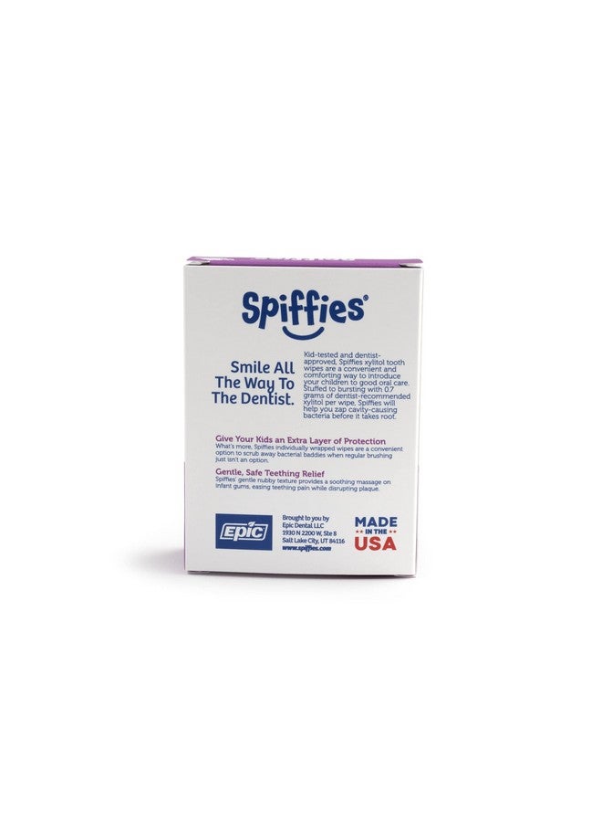 Spiffies مناديل العناية بالفم للأطفال - مناديل لثة وأسنان لتخفيف التسنين وتنظيف أسنان الرضع والأطفال الصغار - مناديل أسنان للأطفال مع زايليتول للأعمار من 0 إلى 12 شهرًا وما فوق (عنب 20 قطعة 3 عبوات) - Image 3