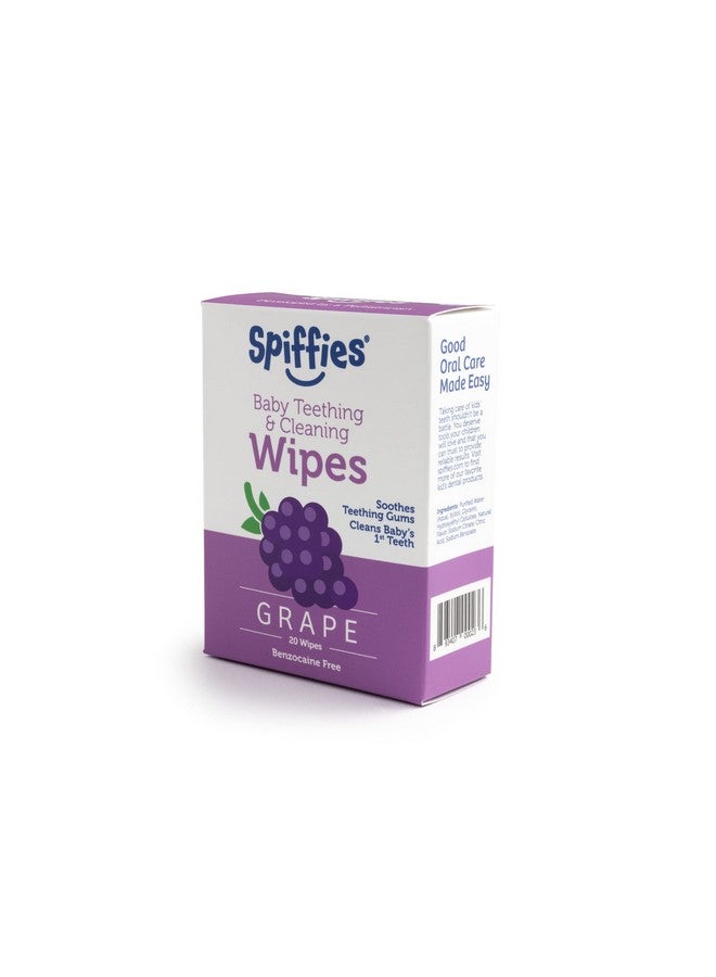 Spiffies مناديل العناية بالفم للأطفال - مناديل لثة وأسنان لتخفيف التسنين وتنظيف أسنان الرضع والأطفال الصغار - مناديل أسنان للأطفال مع زايليتول للأعمار من 0 إلى 12 شهرًا وما فوق (عنب 20 قطعة 3 عبوات) - Image 5