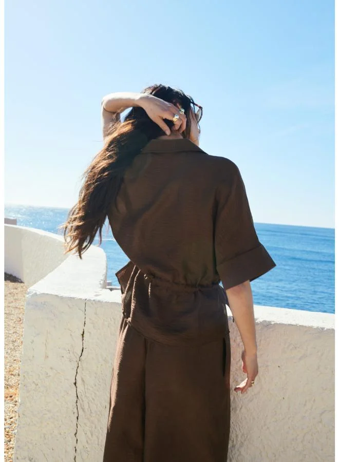 MANGO Linen palazzo trousers